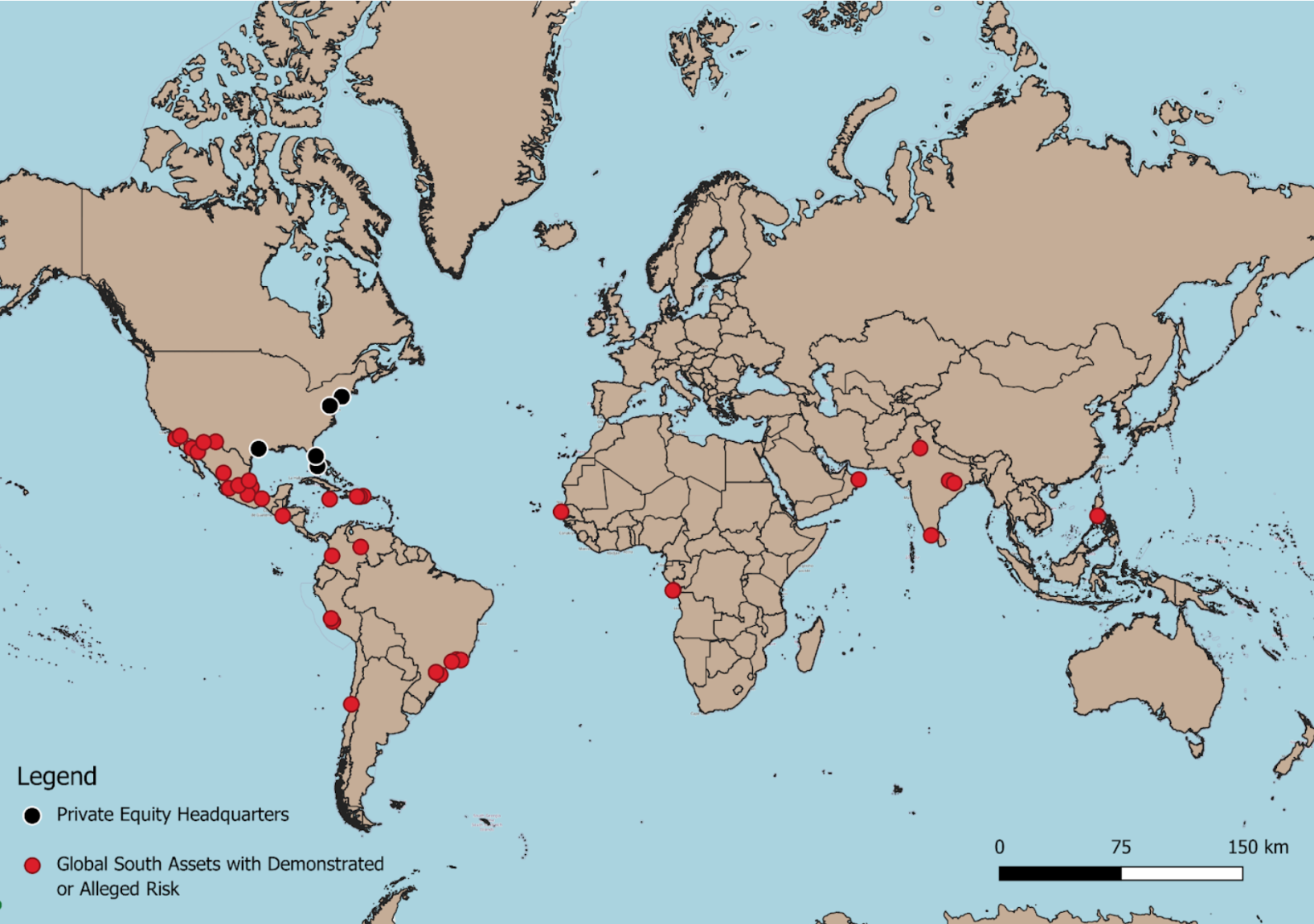 Map of private equity owned fossil fuel assets in the global south